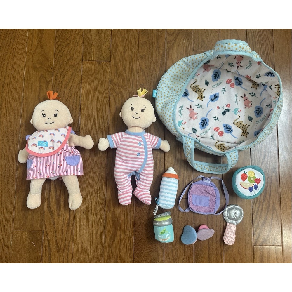 Manhattan Toy Baby Stella – Large Lot - 2 Dolls Bassinet Feeding Set